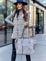 Beżowa kamizelka futrzana z kapturem Foggia OCH BELLA