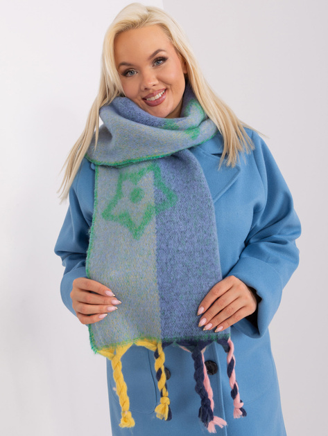 Hurt Zielony damski szal z frędzlami