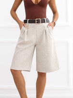 Helle beige dicke Bermuda-Shorts mit hohem Bund RUE PARIS.
