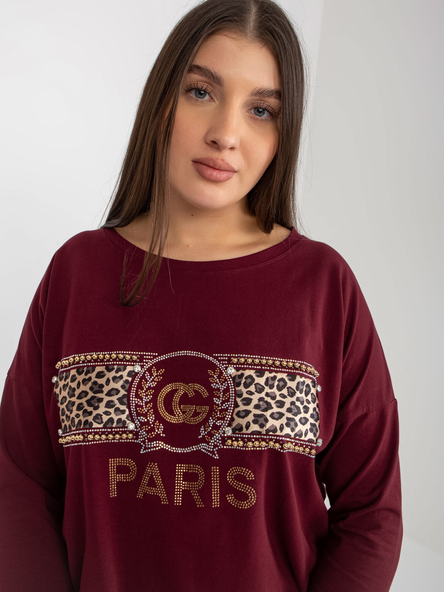 Ciemnofioletowa bluzka bawełniana plus size