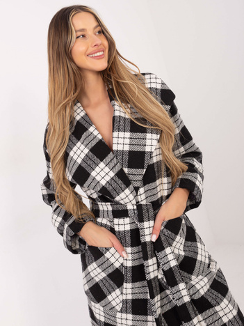 Czarno-biały płaszcz w kratę Yasmin