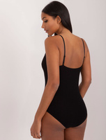 Hurt Czarne prążkowane body z koronką 