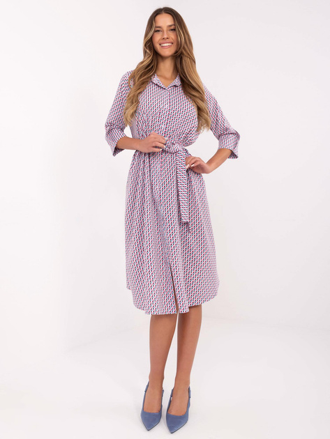 Hurt Biało-fuksjowa sukienka szmizjerka o luźnym kroju