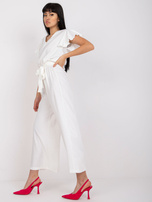 Ecru kombinezon damski z wiązaniem 