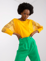 Jasnopomarańczowa bluzka z koronkowymi rękawami Hawana RUE PARIS