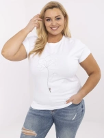 Biała damska bluzka plus size z aplikacjami