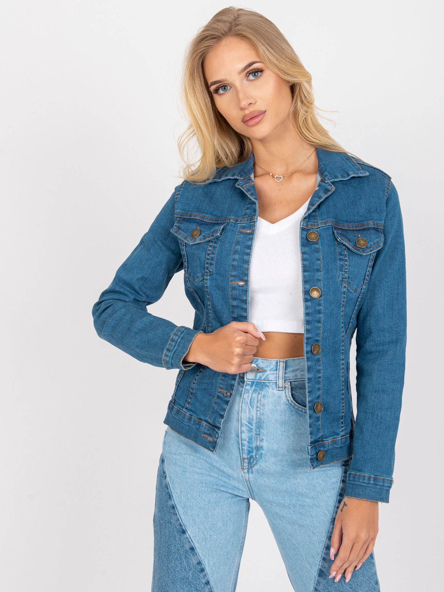 Modra jeans jakna z dolgimi rokavi RUE PARIS.
