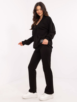 Hurt Czarny dresowy komplet basic w jednolitym kolorze