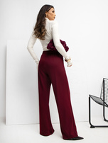 Bordowe dresowe spodnie z przeszyciami RUE PARIS 