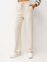 Helle beige Basic-Jogginghose mit Bindeband.