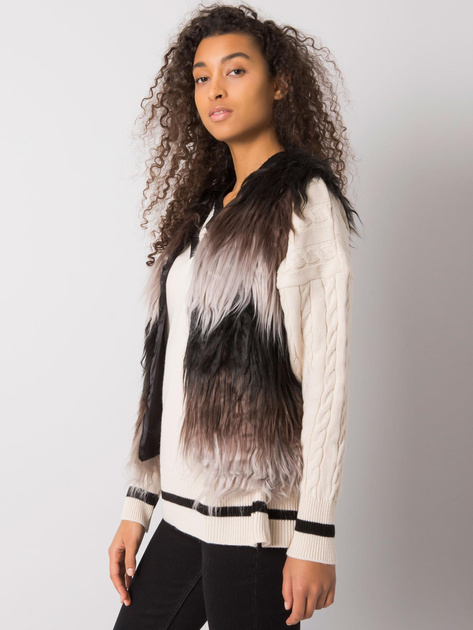 Czarno-szara damska kamizelka futrzana Romi