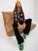 Hurt Ciemnogranatowa bluzka z nadrukiem bawełniana RUE PARIS 