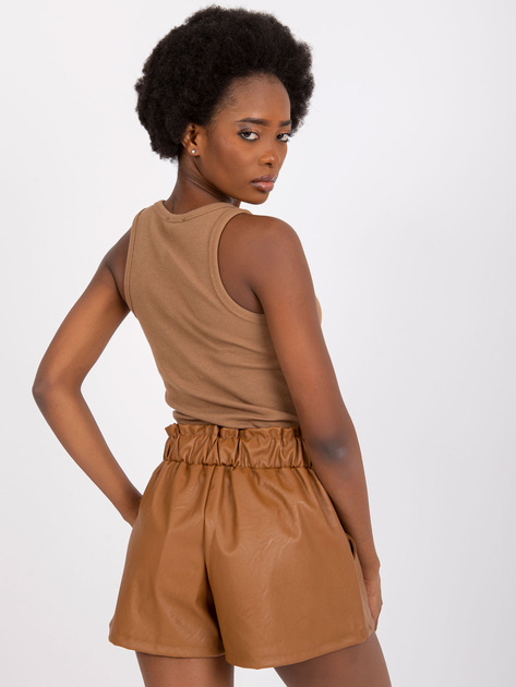 Camelowe szorty ze skóry ekologicznej Iwetta