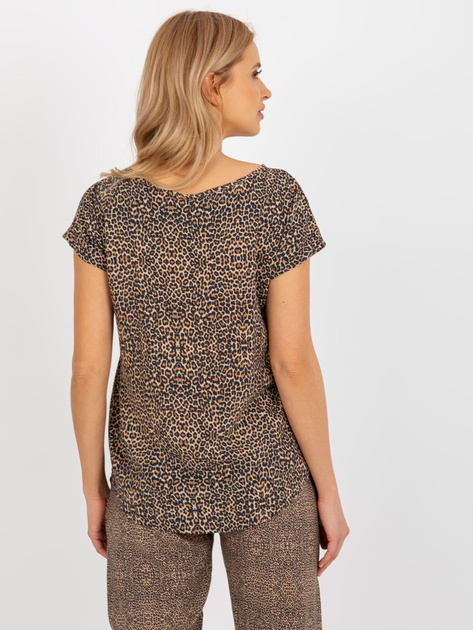 Hurt Brązowa damska bluzka w panterkę z wiskozy SUBLEVEL