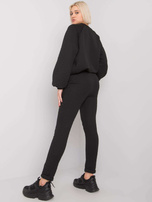 Czarny dwuczęściowy komplet pikowany Palermo