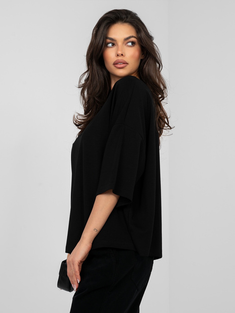 Czarna bluzka basic z miękkiego materiału RUE PARIS