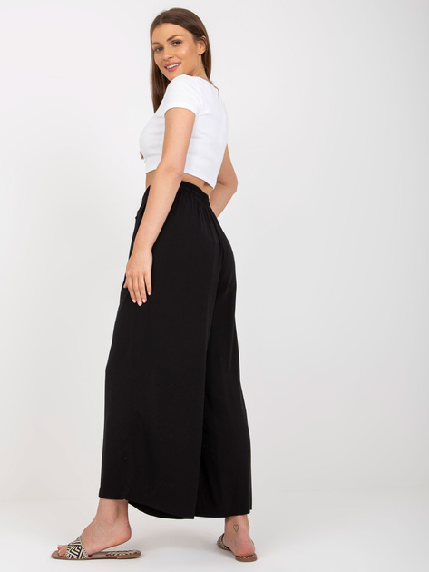 Czarne szerokie spodnie z materiału z kieszeniami SUBLEVEL