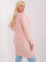 Didmeninė šviesiai rožinė megztinis plus size iš trikotažo.