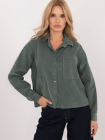 Hurt Ciemnozielona sztruksowa koszula oversize na guziki SUBLEVEL 