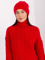 Hurt Czerwona czapka zimowa z aplikacjami 