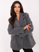 Ciemnoszary płaszcz z zapięciem na guziki RUE PARIS