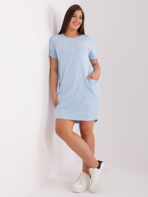 Hurt Jasnoniebieska sukienka basic plus size z bawełny