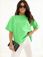 Zielony t-shirt oversize z okrągłym dekoltem RUE PARIS