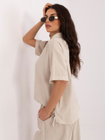 Beżowa sztruksowa koszula z kołnierzykiem 