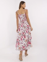 White-pink dress with button closure.