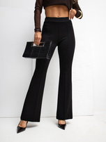 Czarne dresowe spodnie dzwony bez zapięcia RUE PARIS 