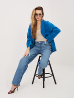 Kobaltowa sztruksowa marynarka z imitacją kieszeni RUE PARIS 