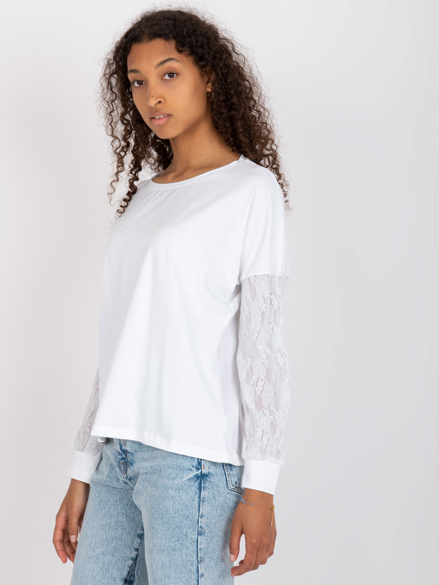 White blouse with lace sleeves Shantelle RUE PARIS 