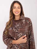 Brązowo-ciemnobeżowa narzutka z nadrukiem 