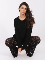 Czarny sweter boucle z domieszką alpaki