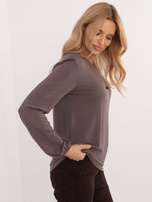 Hurt Brązowa luźna bluzka longsleeve z modalu