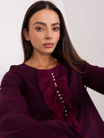 Hurt Ciemnofioletowa bluzka wizytowa z perełkami 