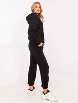 Hurt Czarny dresowy komplet damski z ociepleniem