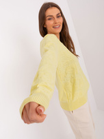 Hurt Jasnożółty damski sweter klasyczny z długim rękawem