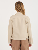 Beige Fitted Denim Jacket