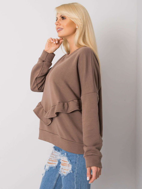 Brązowa bluza z falbaną Frose RUE PARIS