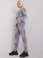 Szary dwuczęściowy komplet z weluru Milan RUE PARIS