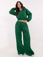 Hurt Ciemnozielony dresowy komplet basic z szerokimi spodniami