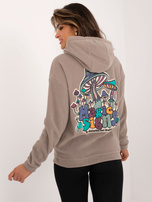 Hurt Ciemnobeżowa bluza kangurka z printem SUBLEVEL