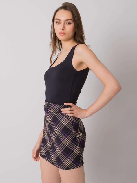 Czarno-fioletowa spódnica mini w kratkę Limeira