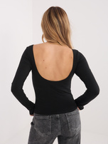 Czarna  bluzka basic z dekoltem na plecach