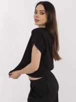 Czarny bawełniany t-shirt z dżetami  