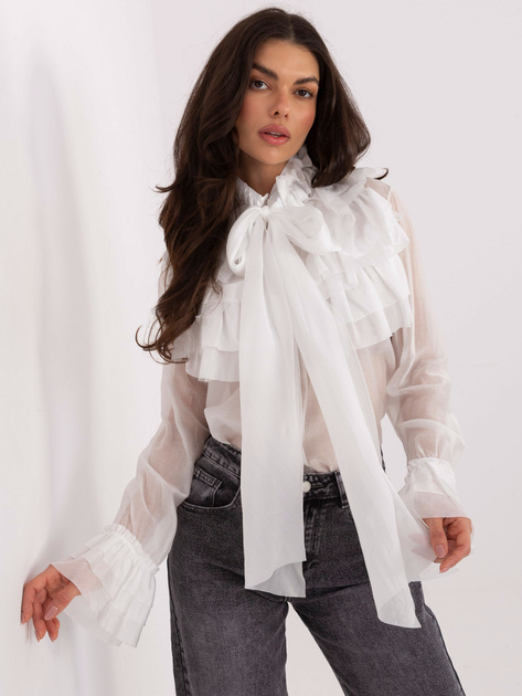 Biała elegancka koszula z kokardą