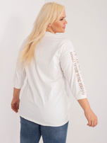 Hurtownia Ecru-brązowa  bluzka plus size z bawełny