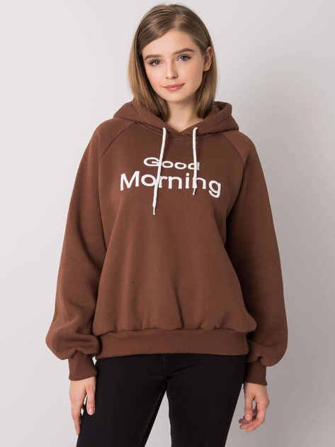 Brązowa ocieplana bluza oversize z kapturem Alice