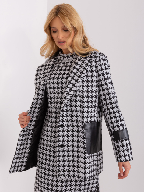 Hurt Biało-czarna damska marynarka w pepitkę